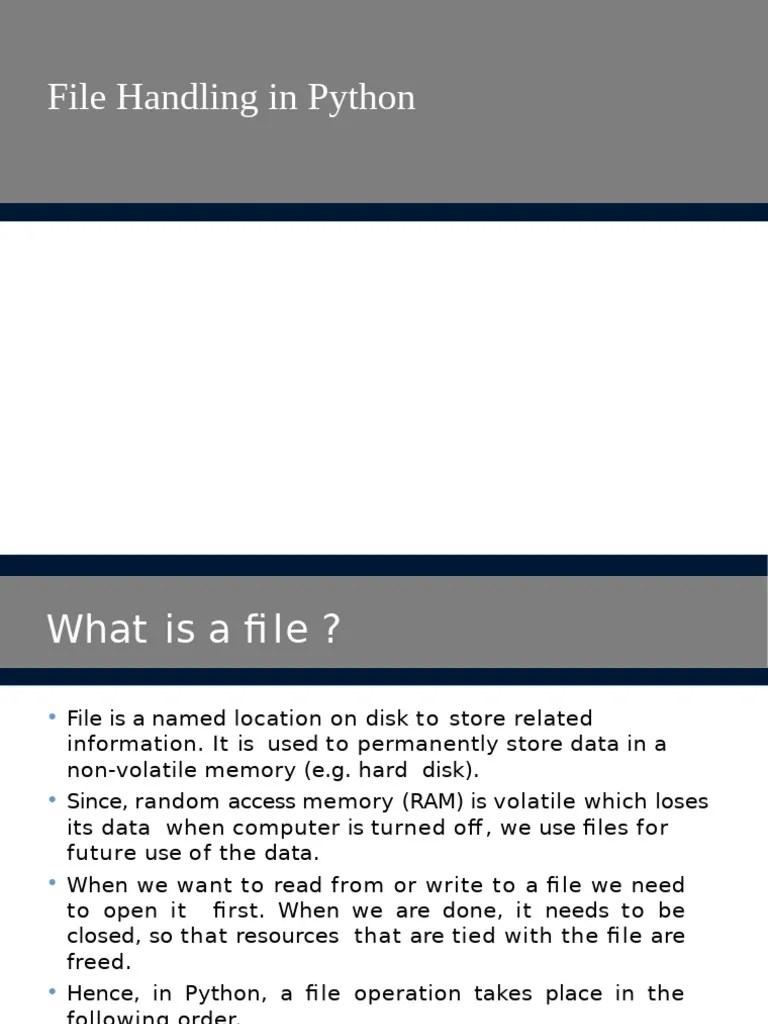 File Handling In Python PDF | PDF | Computer File | Computer Data Storage