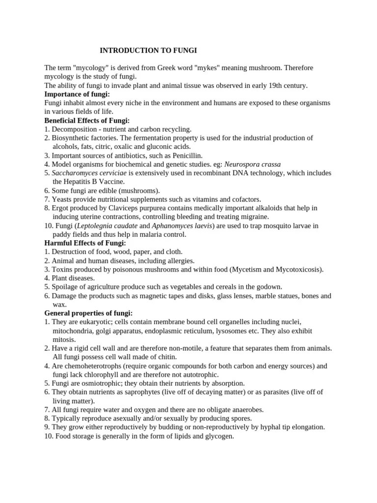 Introduction To Fungi | PDF | Fungus | Biology
