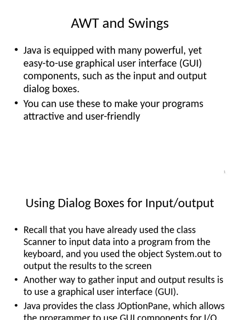 AWT And Swings | PDF | Class (Computer Programming) | Method (Computer ...