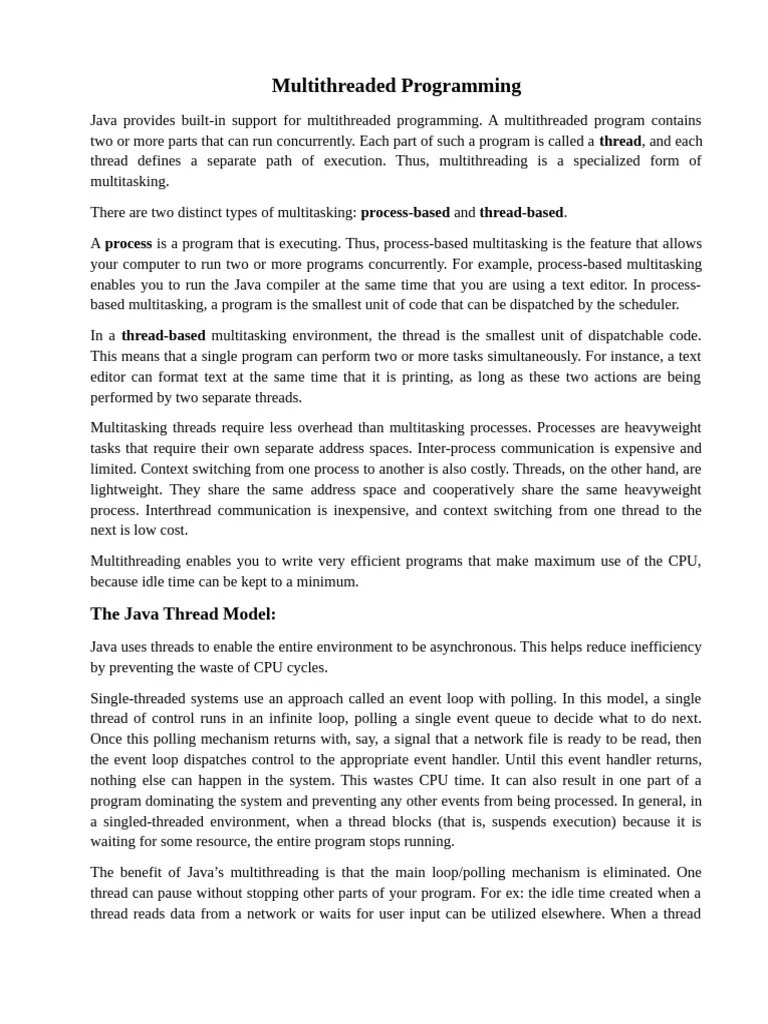 Multi Threading | PDF | Thread (Computing) | Process (Computing)