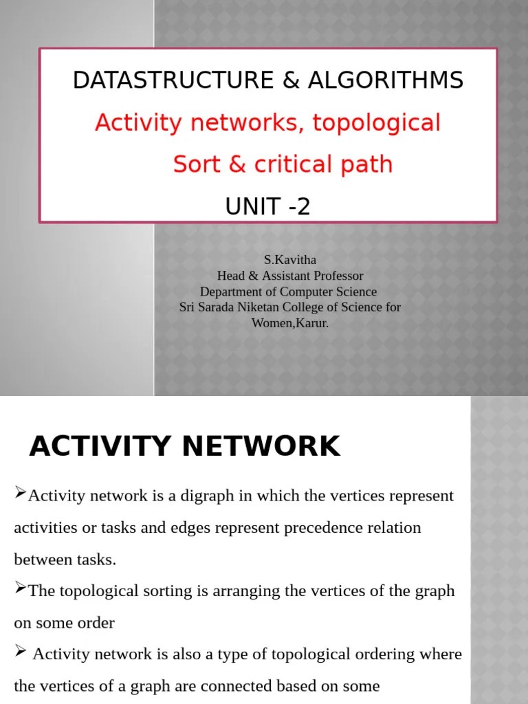 Topological Sort & Critical Path | PDF | Algorithms And Data Structures ...