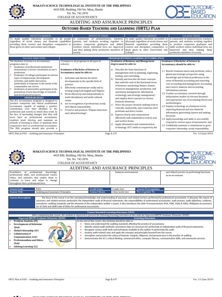 AUDITING AND ASSURANCE PRINCIPLES - Edited | PDF | Audit | Internal Control