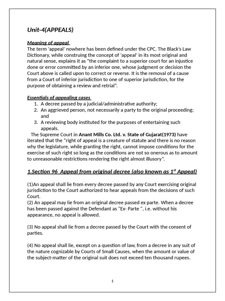 CPC UNIT-4 | PDF | Appeal | Judgment (Law)