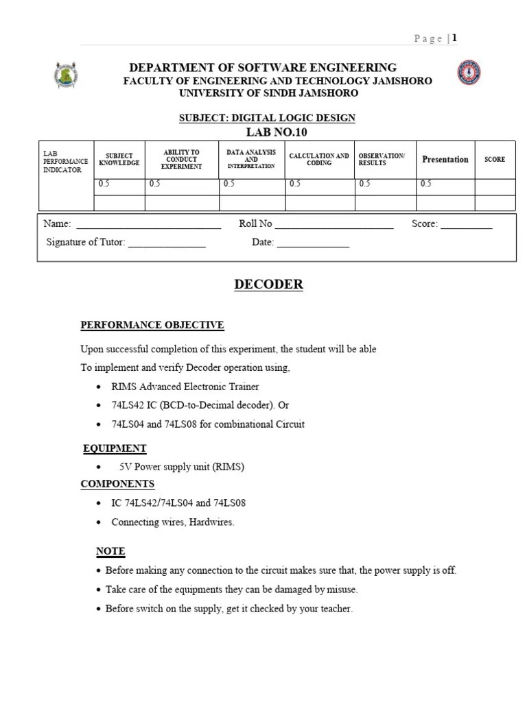 LAB-10 | PDF | Logic Gate | Electronic Circuits
