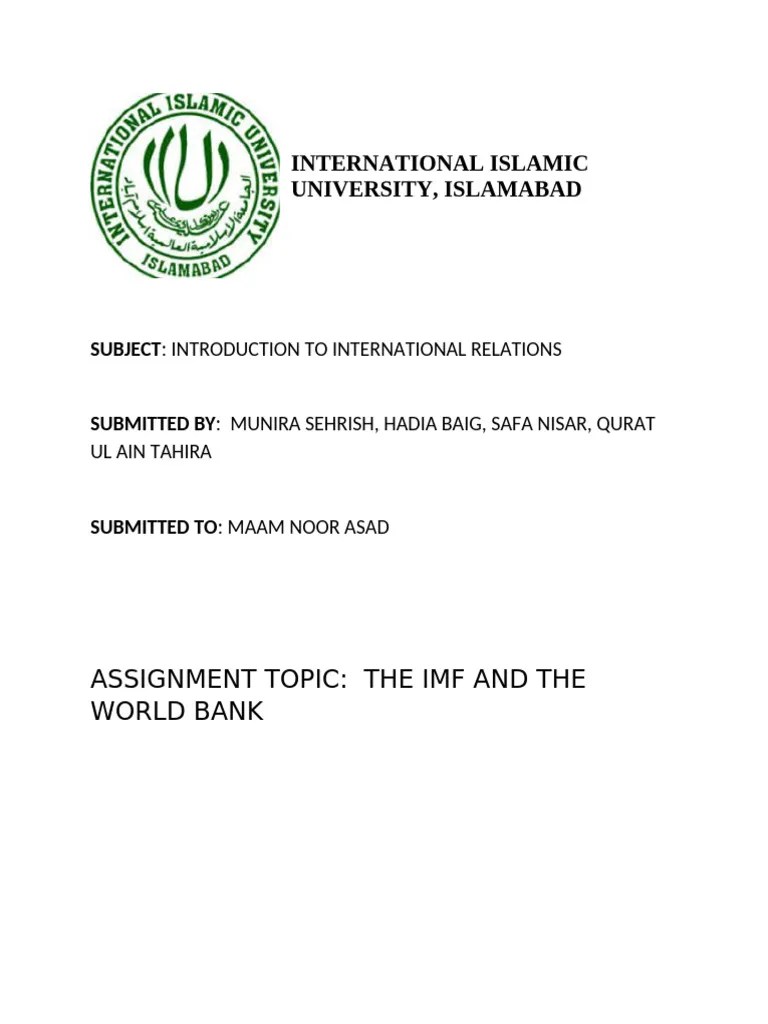 Assignment Topic | PDF | International Monetary Fund | World Bank