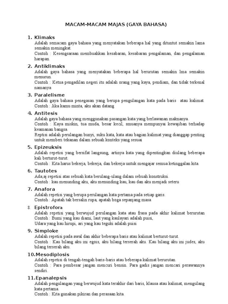 Contoh Gaya Bahasa Dalam Cerpen - Mosaicone