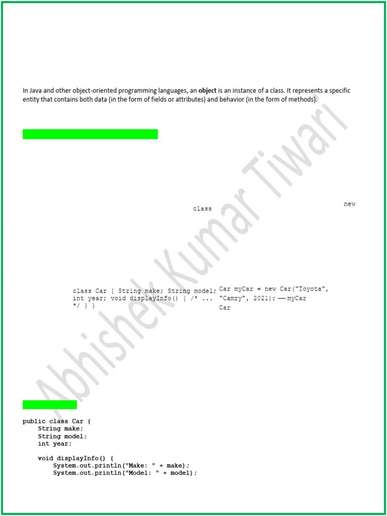 Class, Object, Variables Constructor | PDF | Programming | Constructor ...