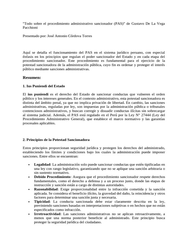 Todo Sobre El Procedimiento Administrativo Sancionador (PAS) | PDF ...