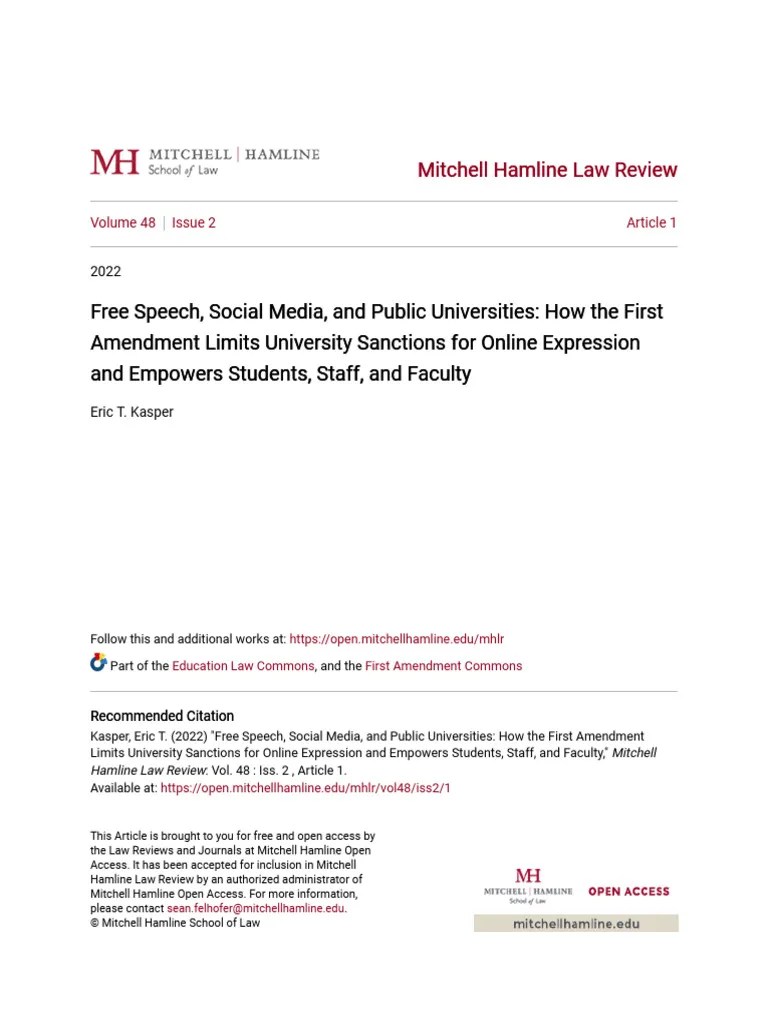 Free Speech Social Media And Public Universities - How The First | PDF ...