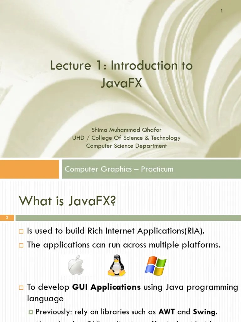 Lecture 1- JavaFX Intro | PDF | Computing | Software