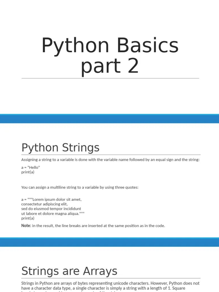 Python Basics Part 2 | PDF | Boolean Data Type | String (Computer Science)