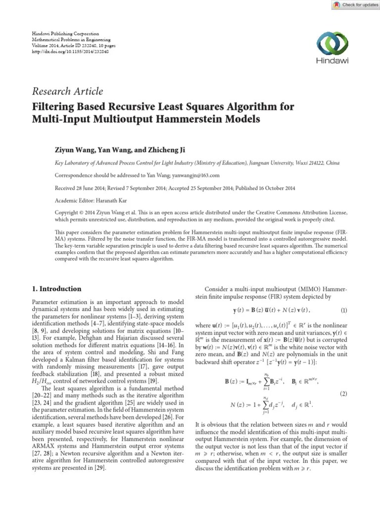 Mathematical Problems In Engineering - 2014 - Wang - Filtering Based ...