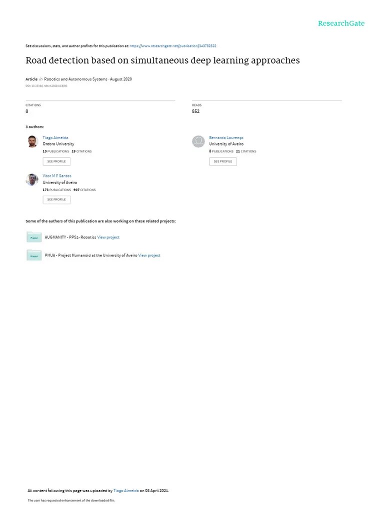 Road Detection Based On Simultaneous Deep Learning Approaches | PDF ...