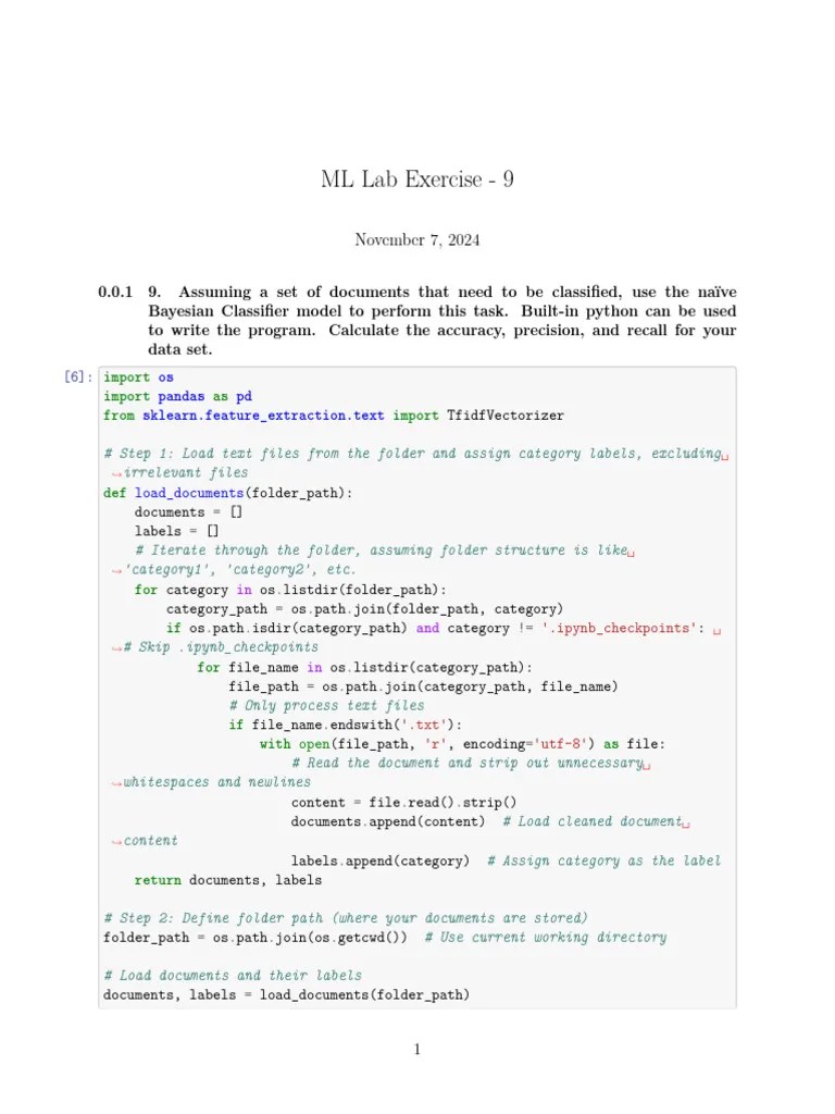 ML Lab Exercise - 9 | PDF | Filename | Accuracy And Precision