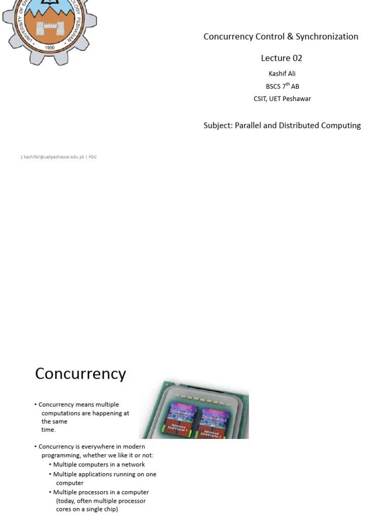Lecture 02 - Concurrency Control & Synchronization | PDF | Parallel ...