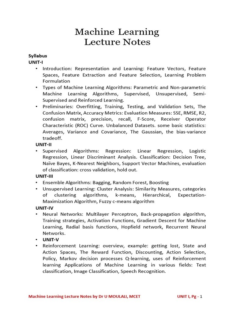 Unit 2 Machine Learning | PDF | Receiver Operating Characteristic ...