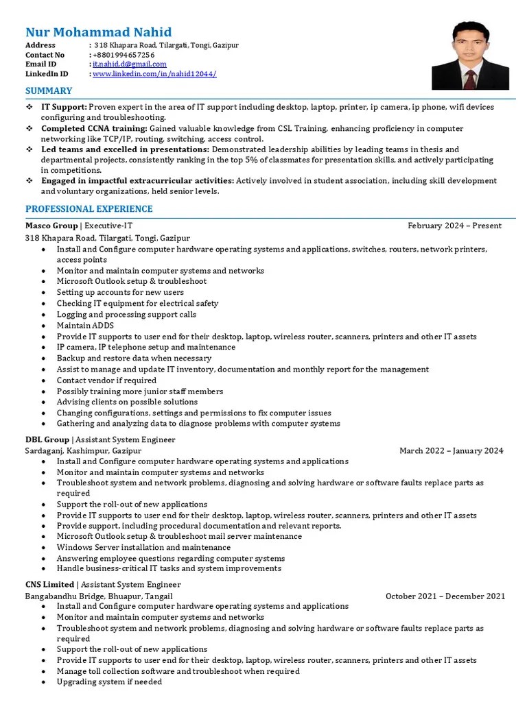 CV Nahid | PDF | Computer Network | Cisco Certifications