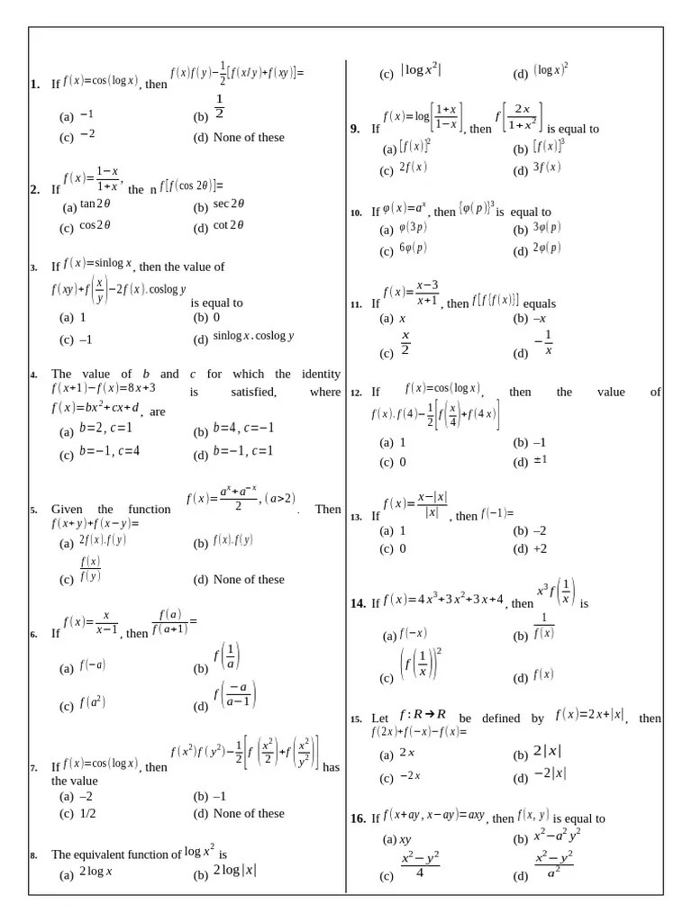 18.function, Limits, Continuity And Differentiability | PDF | Function ...