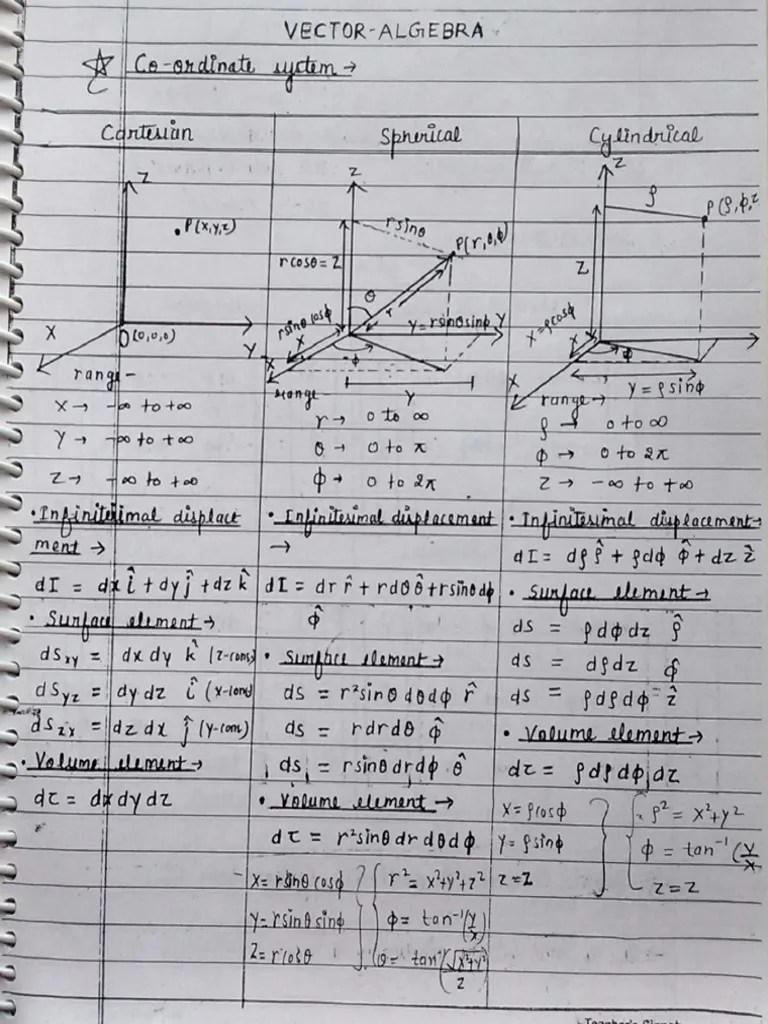 Vector Calculus And Coordinate Systems | PDF