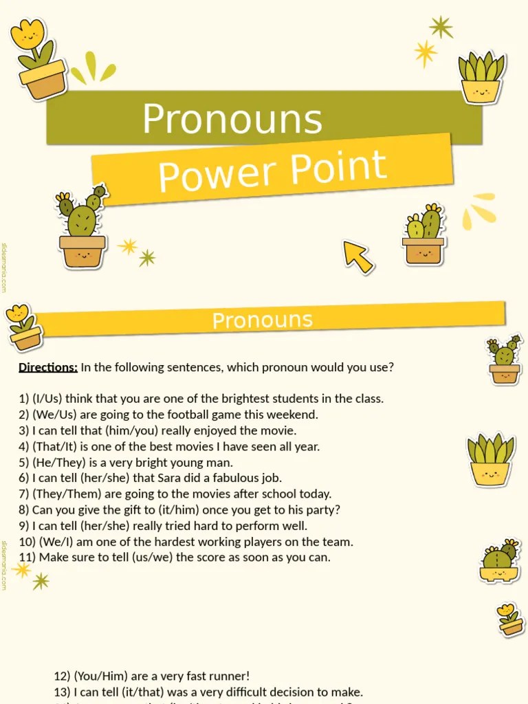 Pronouns Power Point Slides | PDF | Ant | Desert