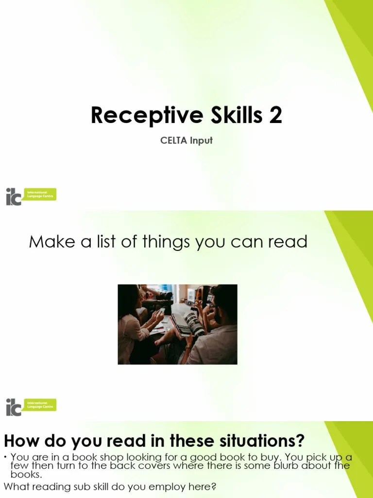 Receptive Skills 2 | PDF | Reading Comprehension | Cognitive Science