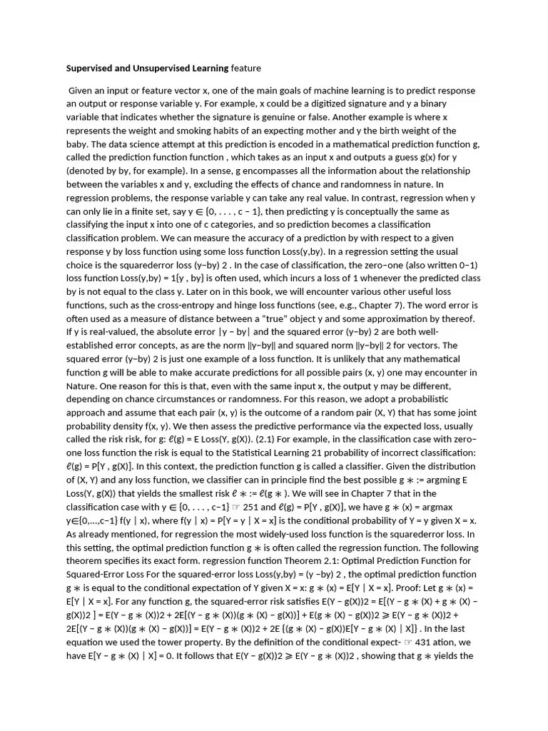 Supervised And Unsupervised Learning Feature | PDF | Statistical ...
