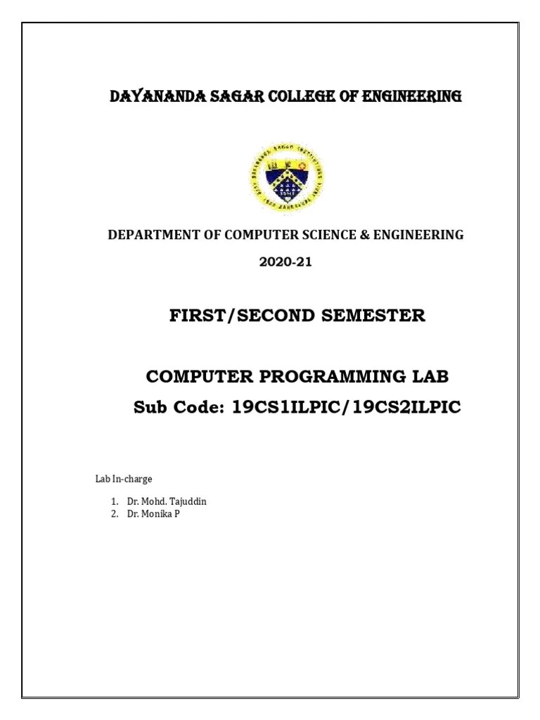 CPL Lab Manual With Cover Page Jan2021 | PDF | Computer Program ...
