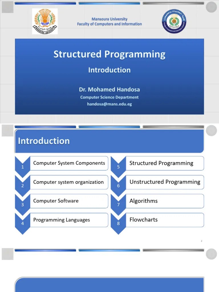 MU Structured Programming Fall 2024 CH01 Introduction | PDF | Computer Programming | Programming