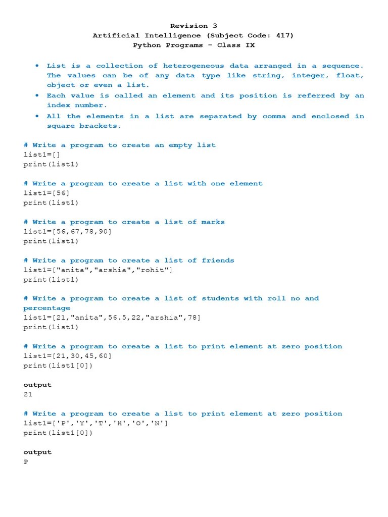 Revision 3 - Python Class 9 | PDF | Function (Mathematics) | Software Development