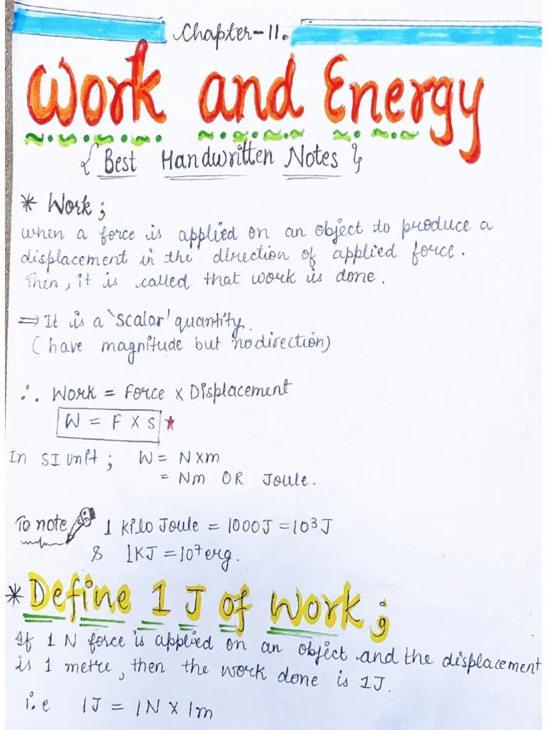 Class - 9th - Science - Physics - CH 11 Work And Energy - Best ...