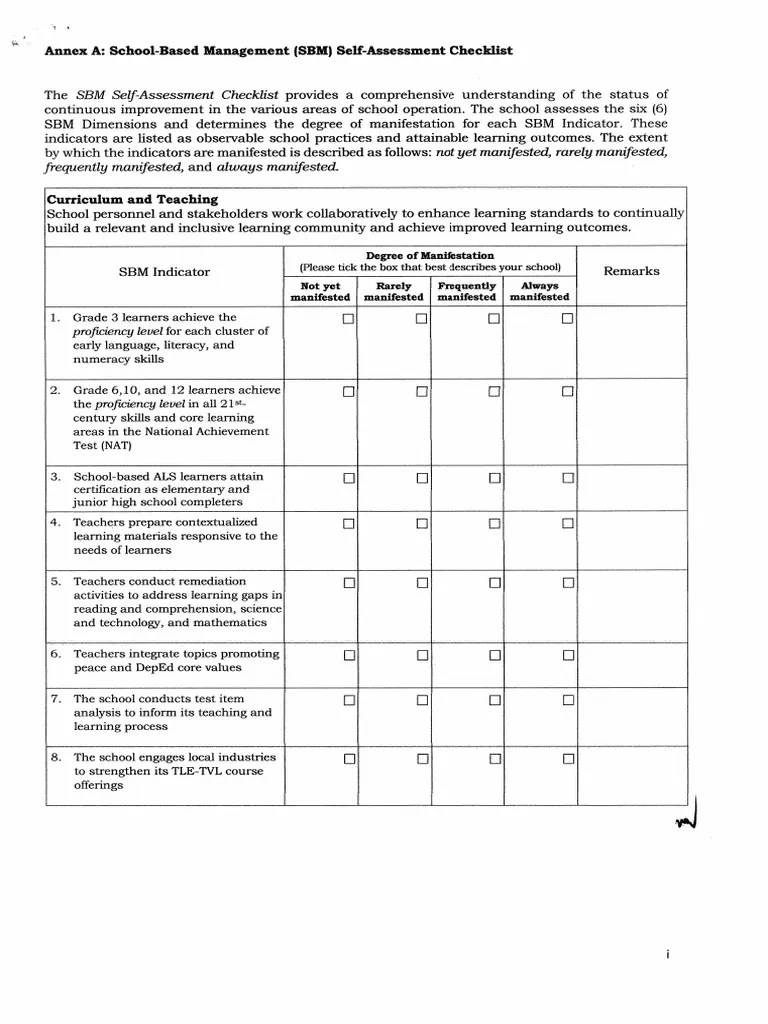 SBM Assessment Tool | PDF