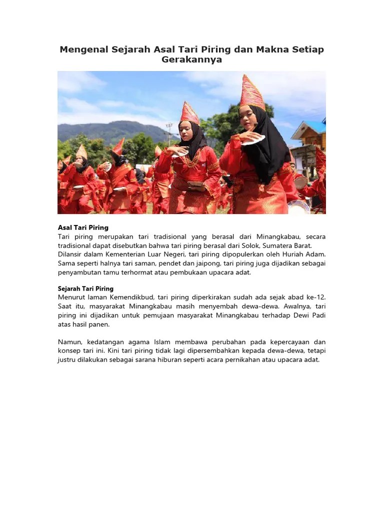 Mengenal Sejarah Asal Tari Piring Dan Makna Setiap Pdf