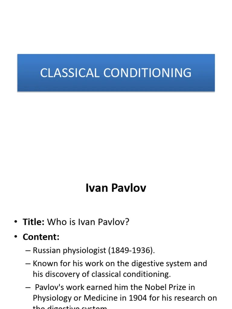 CLASSICAL CONDITIONING | PDF | Classical Conditioning | Learning