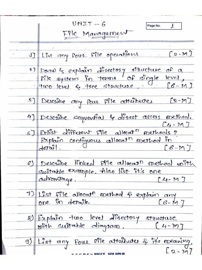 OSY (UNIT-6) Important Questions | PDF