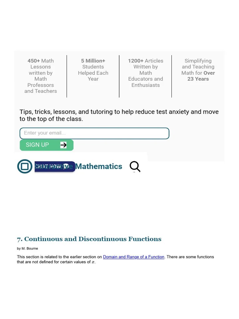 Continuous And Discontinuous Functions | PDF | Function (Mathematics) | Asymptote