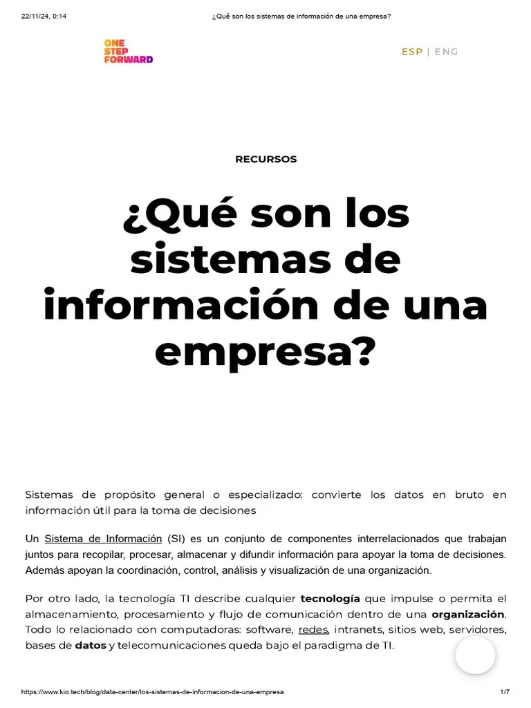 ¿Qué Son Los Sistemas De Información De Una Empresa | PDF | Bases De ...