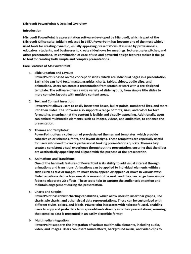 Microsoft Excel A Detailed Overview | PDF | Microsoft Power Point ...