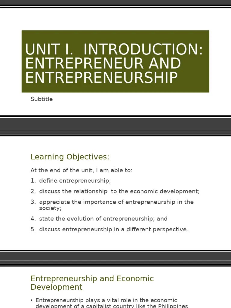 UNIT I Introduction Of Entrepreneurship | PDF | Entrepreneurship ...