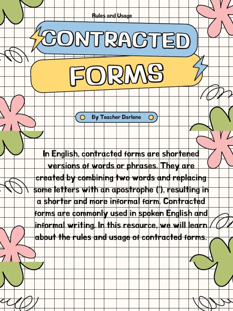 Contracted Forms | PDF | Subject (Grammar) | English Language