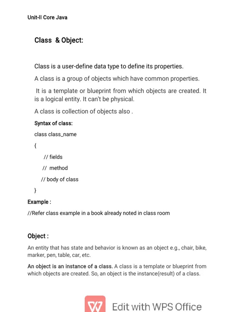 Unit-II | PDF | Constructor (Object Oriented Programming) | Programming