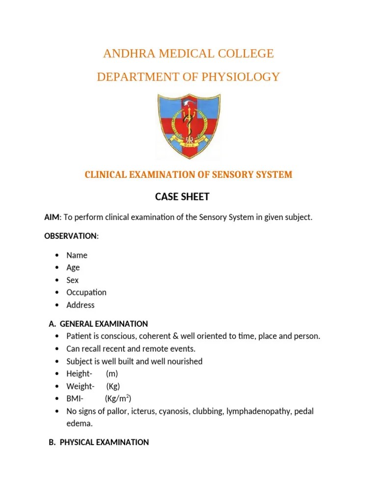 Sensory System Examination | PDF | Somatosensory System | Senses