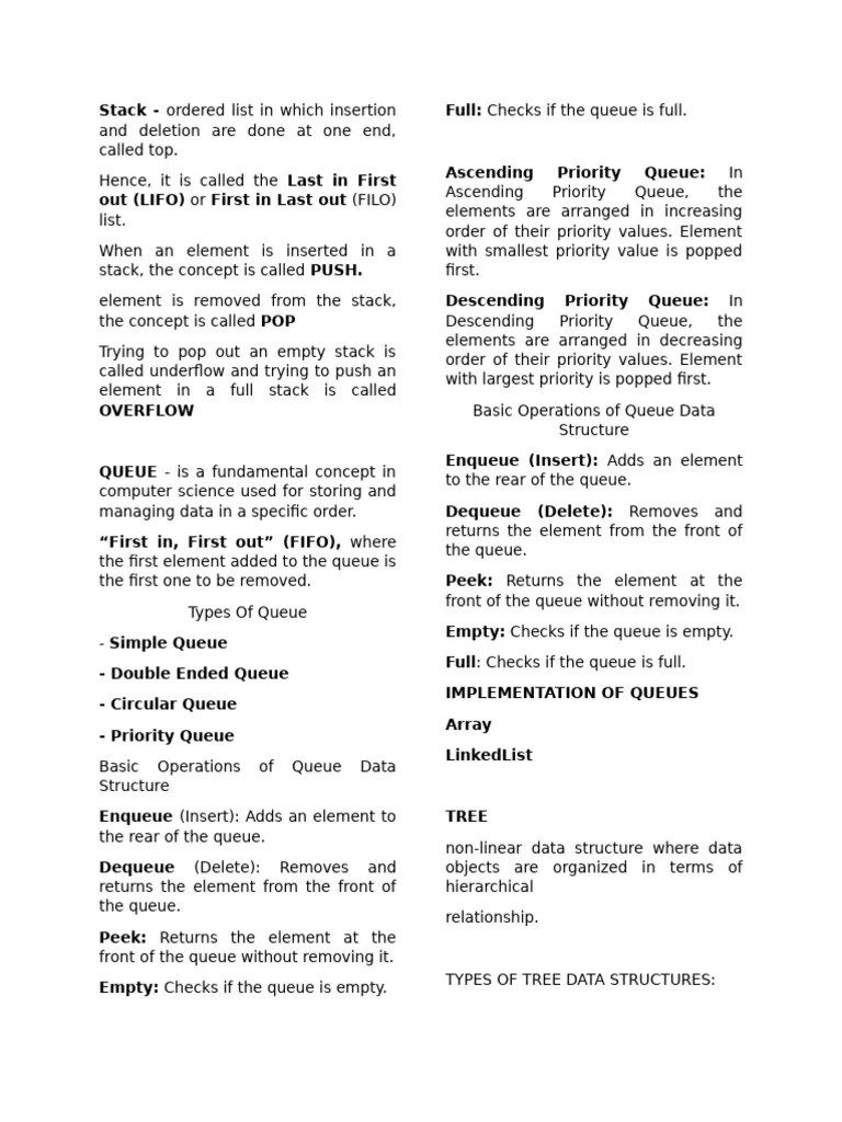 Stack Queue Tree Graph | PDF | Queue (Abstract Data Type) | Algorithms And Data Structures