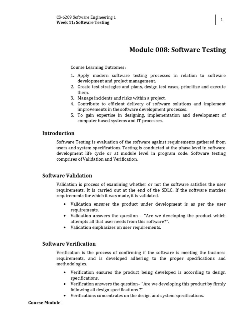 W11 - Software Testing | PDF | Software Testing | Software Release Life ...