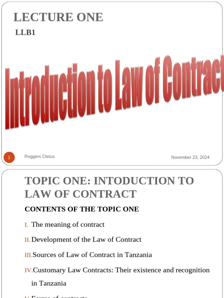 1,Introduction To Law Of Contract | PDF | Precedent | Common Law