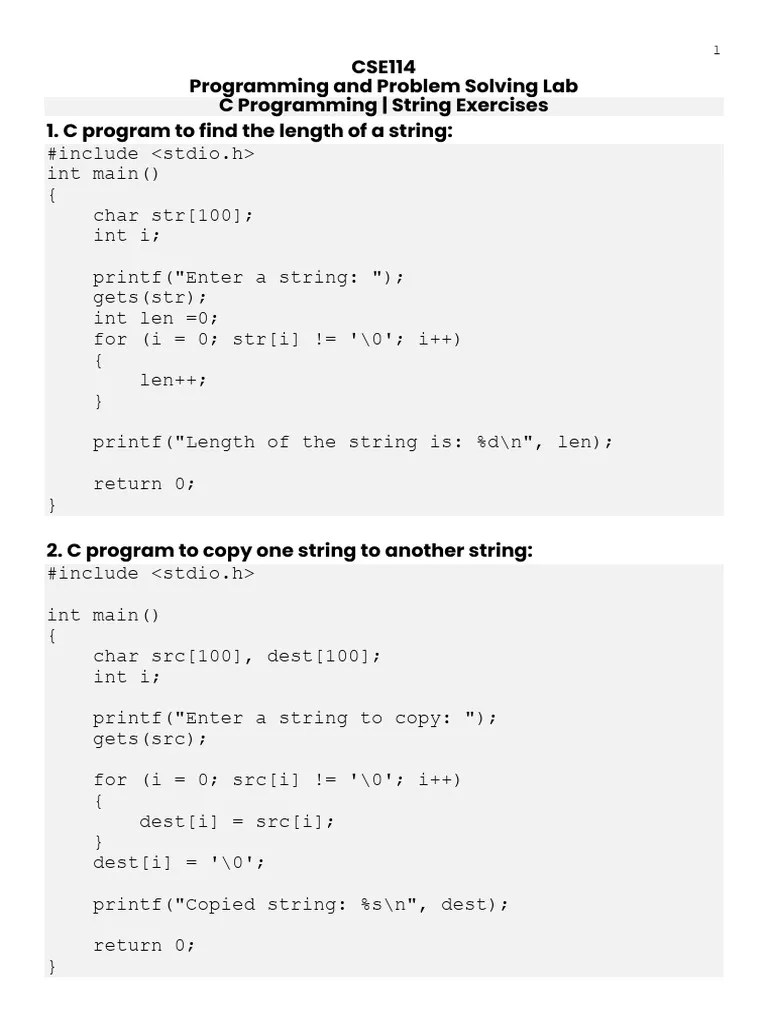 String Exercise - C Programming | PDF | Writing | Graphemes