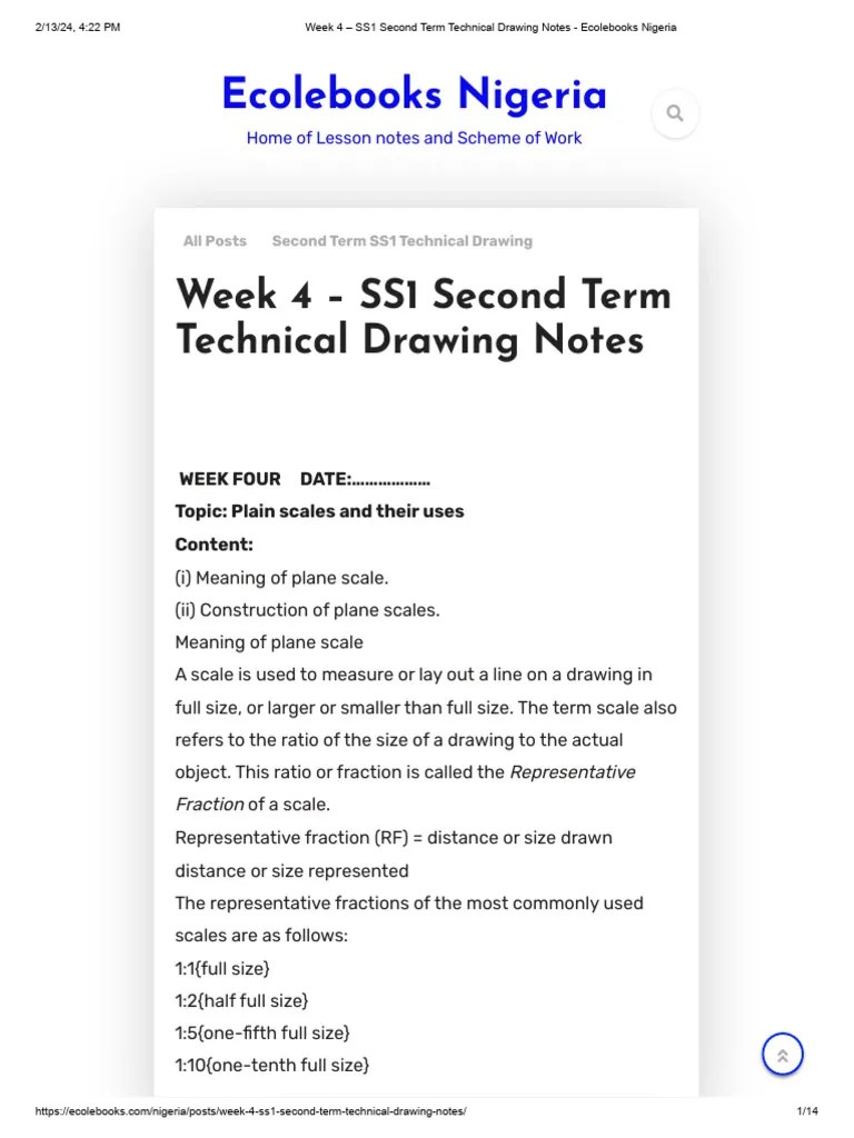 Week 4 - SS1 Second Term Technical Drawing Notes - Ecolebooks Nigeria ...