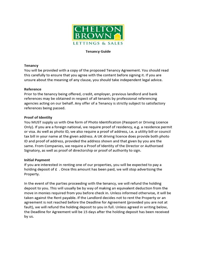 Tenancy Guide | PDF | Leasehold Estate | Identity Document