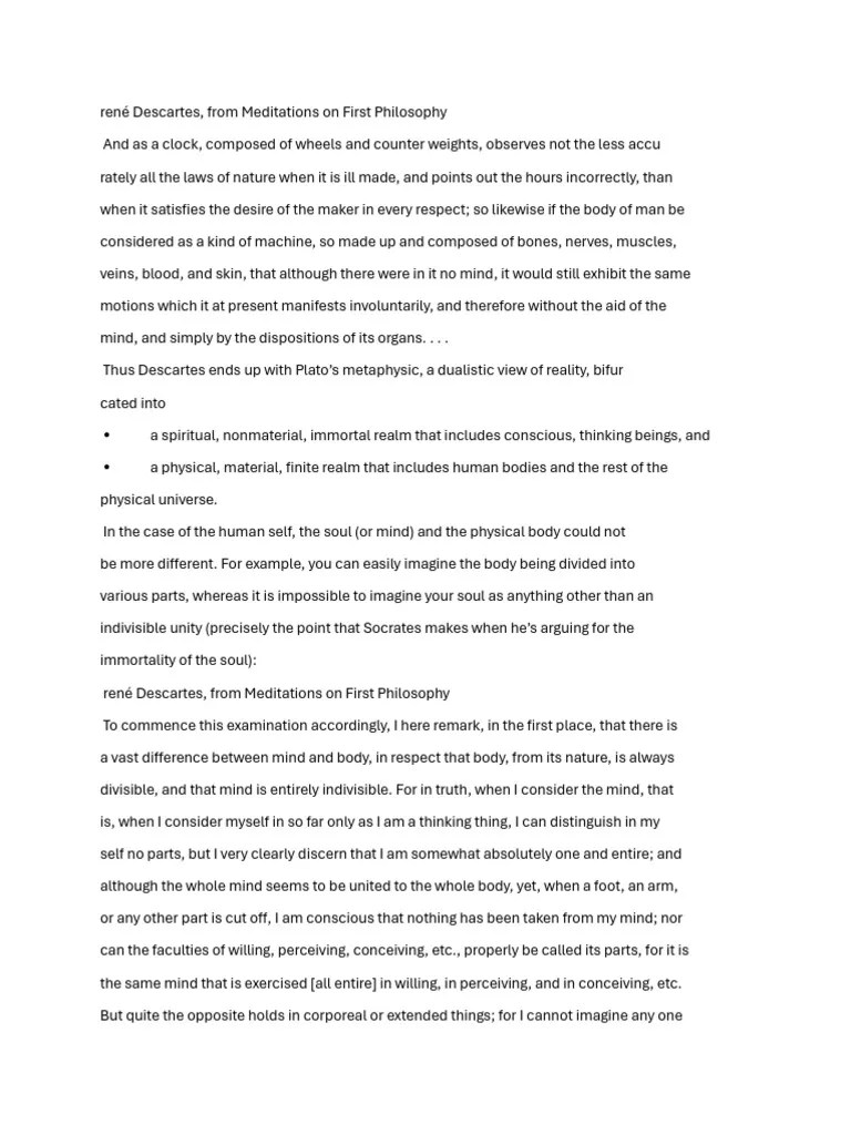 René Descartes | PDF | Mind | Soul