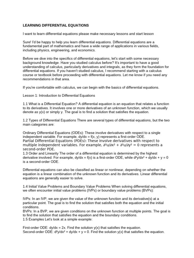 Intro To Differential Equations | PDF | Integral | Differential Equations