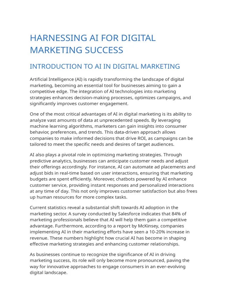 Harnessing AI For Digital Marketing Success | PDF | Digital Marketing ...